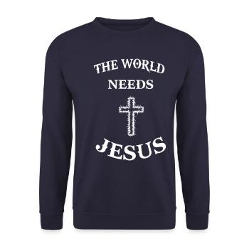 Jésus-Christ Religion Croix Foi Christianisme - Sweat-shirt Unisexe - marine - Devant - Alina (178cm) & Michal (187cm)