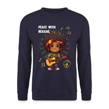 Peace with Reggae Rastaboy - Unisex Pullover - Navy - Vorne - Alina (178cm) & Michal (187cm)