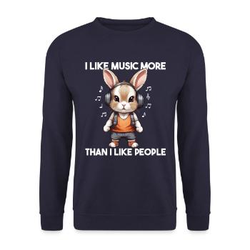 I Like Music More Than I Like People - Unisex Pullover - Navy - Vorne - Alina (178cm) & Michal (187cm)