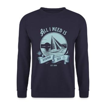All I Need Is Vitamin Sea - Unisex Pullover - Navy - Vorne - Alina (178cm) & Michal (187cm)