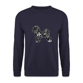 Flower Bichon Frize - Unisex Sweatshirt - navy - Front - Alina (178cm) & Michal (187cm)