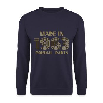 Made 1963 Geburtstag Retro - Unisex Pullover - Navy - Vorne - Alina (178cm) & Michal (187cm)