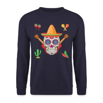 Mandala skull celebrating Spanish holidays - Unisex Sweatshirt - navy - Front - Alina (178cm) & Michal (187cm)