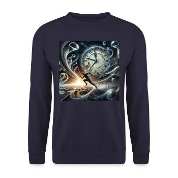 Die Zeit rennt - Unisex Pullover - Navy - Vorne - Alina (178cm) & Michal (187cm)