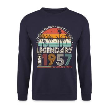 1957 Vintage Vintage Rétro Cadeau d’anniversaire - Sweat-shirt Unisexe - marine - Devant - Alina (178cm) & Michal (187cm)