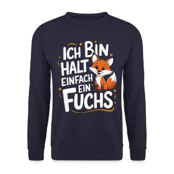 Fuchs Füchse Wildtier Waldtier Rotfuchs - Unisex Pullover - Navy - Vorne - Alina (178cm) & Michal (187cm)