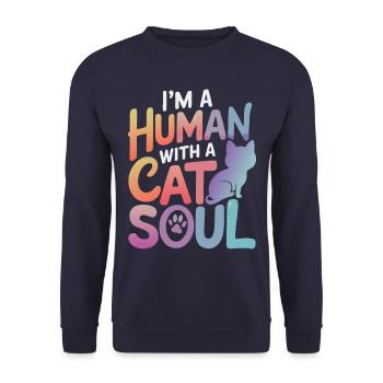Chat Chats Amoureux Chat Propriétaire Chaton - Sweat-shirt Unisexe - marine - Devant - Alina (178cm) & Michal (187cm)