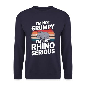 Nashorn Rhinozeros - Unisex Pullover - Navy - Vorne - Alina (178cm) & Michal (187cm)
