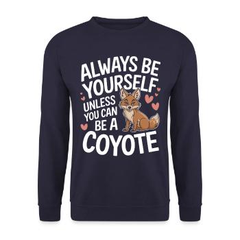 Kojote Tier Lustig - Unisex Pullover - Navy - Vorne - Alina (178cm) & Michal (187cm)
