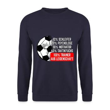 Fußballtrainer aus Leidenschaft Spruch Trainer - Unisex Pullover - Navy - Vorne - Alina (178cm) & Michal (187cm)