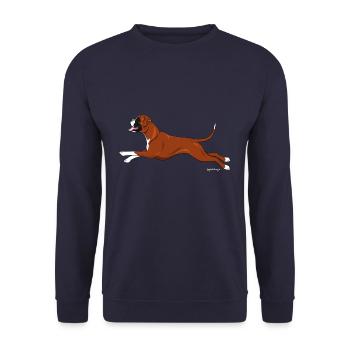 Boxer Dog 3 - Unisex Sweatshirt - navy - Front - Alina (178cm) & Michal (187cm)