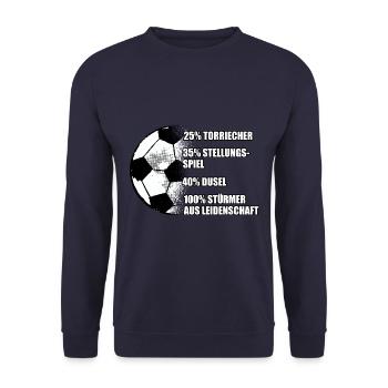 Stürmer Spruch Fußball Goalgetter Torschützenkönig - Unisex Pullover - Navy - Vorne - Alina (178cm) & Michal (187cm)
