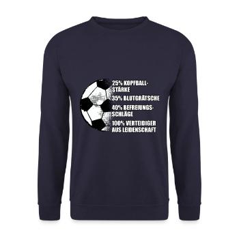 Abwehrspieler Fußball Spruch Verteidiger - Unisex Pullover - Navy - Vorne - Alina (178cm) & Michal (187cm)