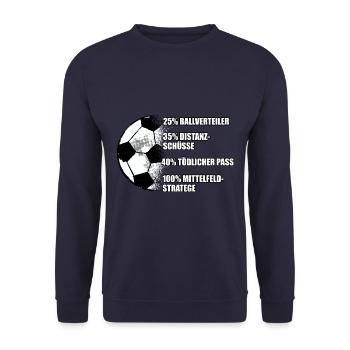Mittelfeldspieler Fußball Spielmacher Mittelfeld - Unisex Pullover - Navy - Vorne - Alina (178cm) & Michal (187cm)