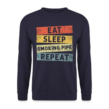 Eat Sleep Smoking Pipe Repeat, Humor Smoking Pipes - Unisex Sweatshirt - navy - Front - Alina (178cm) & Michal (187cm)