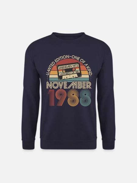 November 1988 Jahrgang geboren Retro Geburtstag - Unisex Pullover - Navy