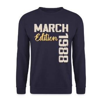 März 1988 Geburtstagsgeschenk März 1988 - Unisex Pullover - Navy - Vorne - Alina (178cm) & Michal (187cm)