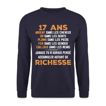 17 Years Old Birthday Gift Funny 17 Years Old Gift - Unisex Sweatshirt - navy - Front - Alina (178cm) & Michal (187cm)