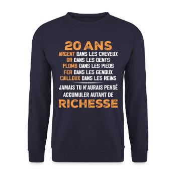 20 Jahre altes Geburtstagsgeschenk. Lustiges 20 Jahre altes Geschenk - Unisex Pullover - Navy - Vorne - Alina (178cm) & Michal (187cm)