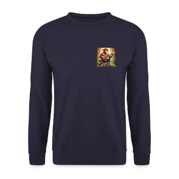 Nasenaffe, Nose Monkey, Guitar Monkey - Unisex Pullover - Navy - Vorne - Alina (178cm) & Michal (187cm)