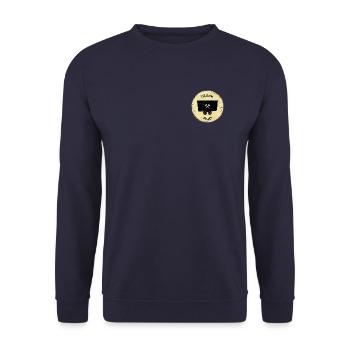 Glück Auf! (Lore auf altem Schild) klein - Unisex Pullover - Navy - Vorne - Alina (178cm) & Michal (187cm)