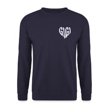 Gigi - Small Heart Graphic (Custom Color) - Unisex Sweatshirt - navy - Front - Alina (178cm) & Michal (187cm)