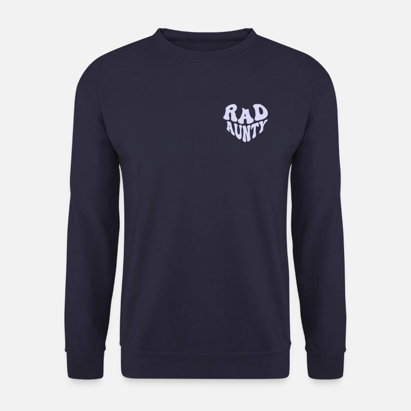 Retro Rad Aunty Heart – Cool Aunt (Custom Color) - Unisex Pullover - Navy