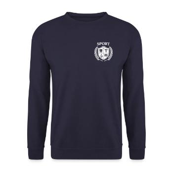 logo_sport_white_on_transparent - Unisex Sweatshirt - navy - Front - Alina (178cm) & Michal (187cm)