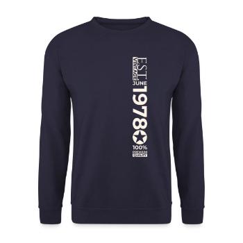 45th Birthday Man Original June Vintage 1978 - Unisex Sweatshirt - navy - Front - Alina (178cm) & Michal (187cm)