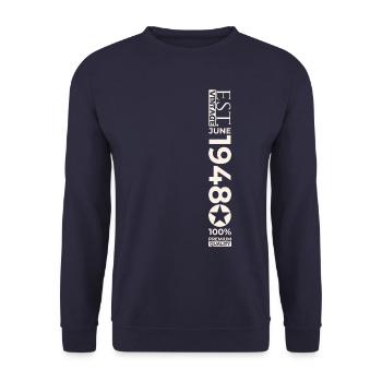 75th Birthday Man Original June Year 1948 - Unisex Sweatshirt - navy - Front - Alina (178cm) & Michal (187cm)