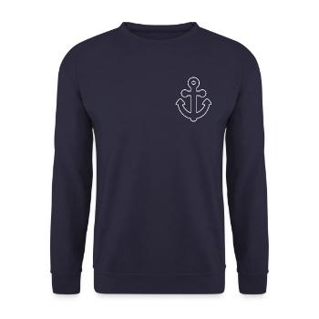 Anker - weiße Kontur - Unisex Pullover - Navy - Vorne - Alina (178cm) & Michal (187cm)
