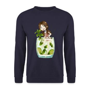 Mojito-Cocktail - Unisex Pullover - Navy - Vorne - Alina (178cm) & Michal (187cm)