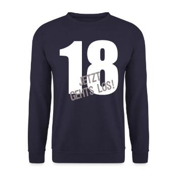 18. Geburtstag 18er 18 volljährig Geschenk - Unisex Pullover - Navy - Vorne - Alina (178cm) & Michal (187cm)