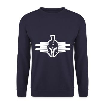 Spartan Helmet Warrior Gladiator - Unisex Sweatshirt - navy - Front - Alina (178cm) & Michal (187cm)