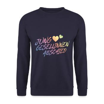 Junggesellinnenabschied Jga Herz Bunt - Unisex Pullover - Navy - Vorne - Alina (178cm) & Michal (187cm)