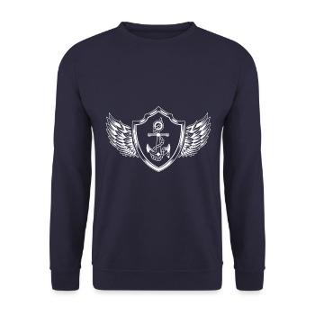 Anker Wappen - Unisex Pullover - Navy - Vorne - Alina (178cm) & Michal (187cm)
