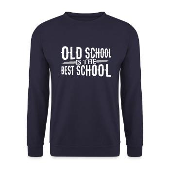 Old School is the Best School - Unisex Sweatshirt - navy - Front - Alina (178cm) & Michal (187cm)