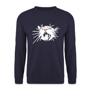 Angry Cat Artistic design for cat lovers - Unisex Sweatshirt - navy - Front - Alina (178cm) & Michal (187cm)