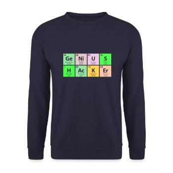 Genius Hacker Periodentisch - Unisex Pullover - Navy - Vorne - Alina (178cm) & Michal (187cm)