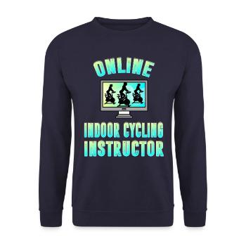 Online Indoor Cycling Instructor - Unisex Sweatshirt - navy - Front - Alina (178cm) & Michal (187cm)