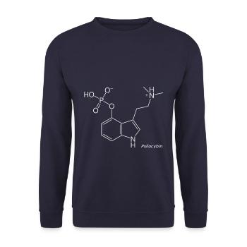 Molécule de psilocybine - blanche avec nom - Sweat-shirt Unisexe - marine - Devant - Alina (178cm) & Michal (187cm)