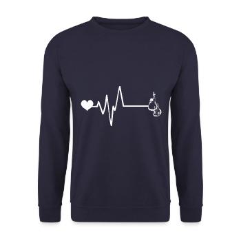 Boxen Boxhandschuhe Puls Liebe - Unisex Pullover - Navy - Vorne - Alina (178cm) & Michal (187cm)