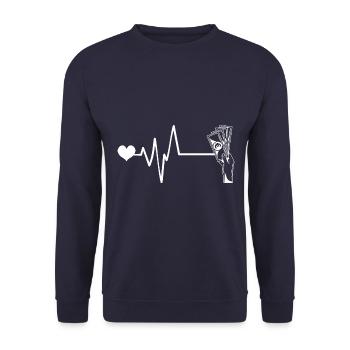 Cœur de pulsation d’argent - Sweat-shirt Unisexe - marine - Devant - Alina (178cm) & Michal (187cm)