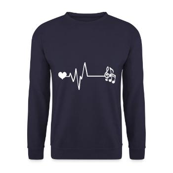 Notes de musique : pouls, rythme cardiaque - Sweat-shirt Unisexe - marine - Devant - Alina (178cm) & Michal (187cm)