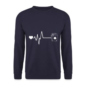 Cards Poker Pulse Heart Love - Unisex Sweatshirt - navy - Front - Alina (178cm) & Michal (187cm)