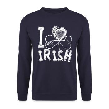 I love Irish in white - Unisex Sweatshirt - navy - Front - Alina (178cm) & Michal (187cm)