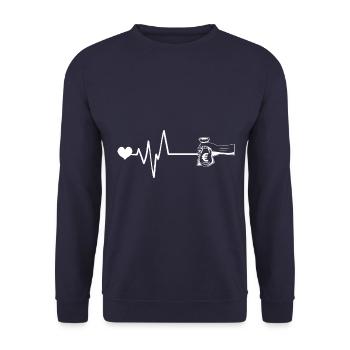 Money, Love, Pulse, Heart - Unisex Sweatshirt - navy - Front - Alina (178cm) & Michal (187cm)