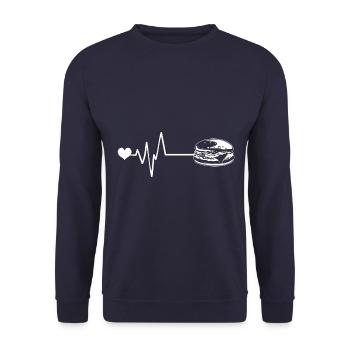 Burger Puls Herz Liebe - Unisex Pullover - Navy - Vorne - Alina (178cm) & Michal (187cm)