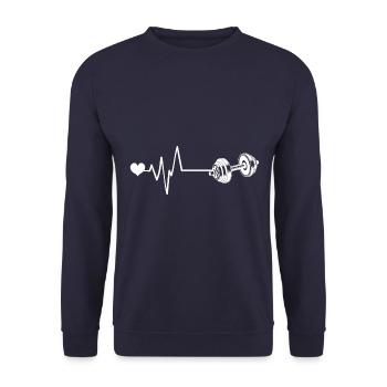 Hantel Puls Liebe - Unisex Pullover - Navy - Vorne - Alina (178cm) & Michal (187cm)