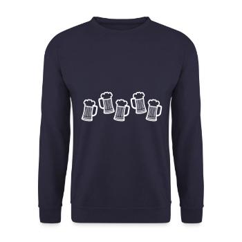 Bier Symbol Saufen Bierglas - Unisex Pullover - Navy - Vorne - Alina (178cm) & Michal (187cm)